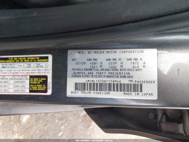 Продаж на аукціоні авто 2010 Mazda Mazda3 S Grand Touring, vin: JM1BL1S50A1158946, номер лоту: 45348951
