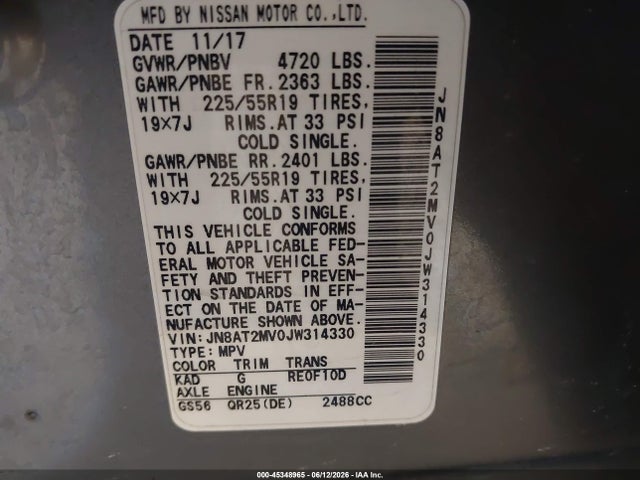 Auction sale of the 2018 Nissan Rogue Sl, vin: JN8AT2MV0JW314330, lot number: 45348965