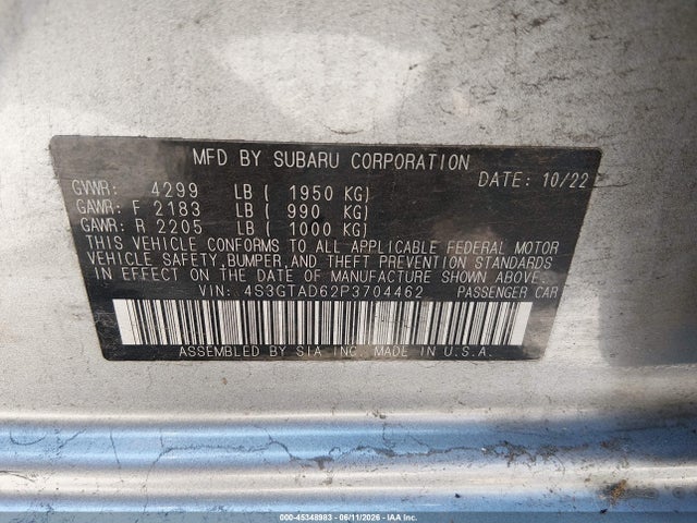 4S3GTAD62P3704462 Subaru Impreza Premium 5-door