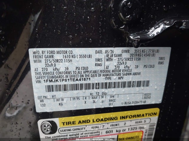 1FMJK1P81TEA41871 Ford Expedition Max King Ranch Max