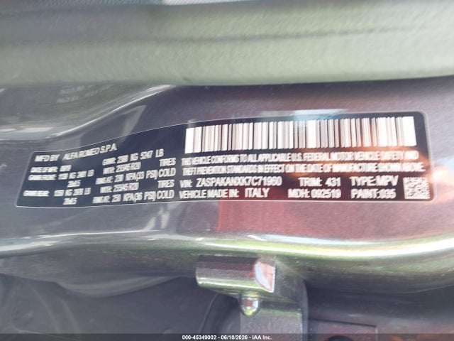 Продаж на аукціоні авто 2019 Alfa Romeo Stelvio Sport Awd, vin: ZASPAKANXK7C71960, номер лоту: 45349002