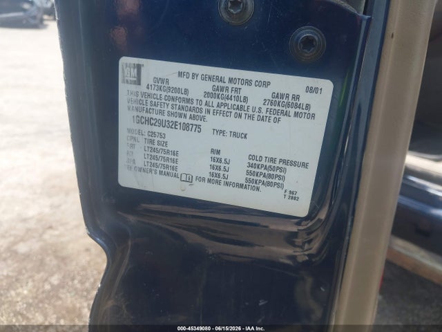 Продаж на аукціоні авто 2002 Chevrolet Silverado 2500hd Ls, vin: 1GCHC29U32E108775, номер лоту: 45349080