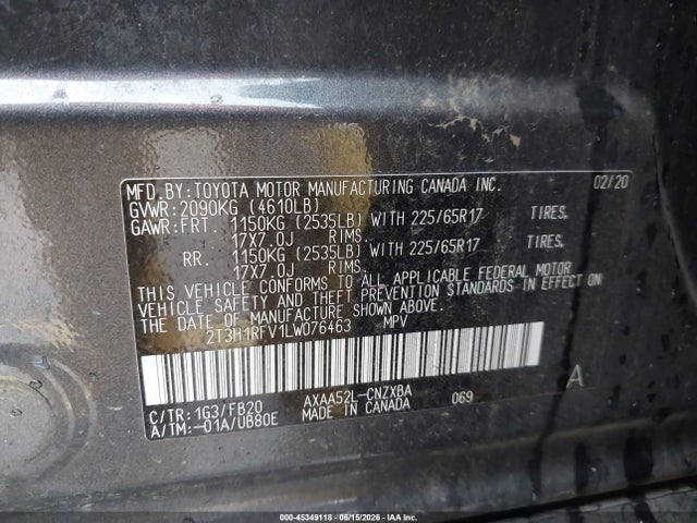 Toyota RAV4 LE 2020 2T3H1RFV1LW076463 Image 9