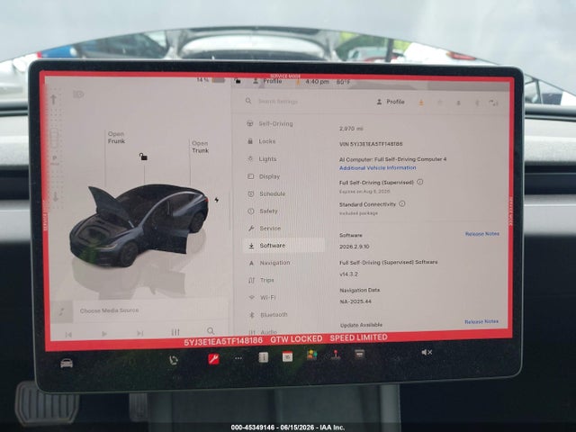 45349146 :رقم المزاد ، 5YJ3E1EA5TF148186 vin ، 2026 Tesla Model 3 Premium Rear-wheel Drive/rear-wheel Drive مزاد بيع