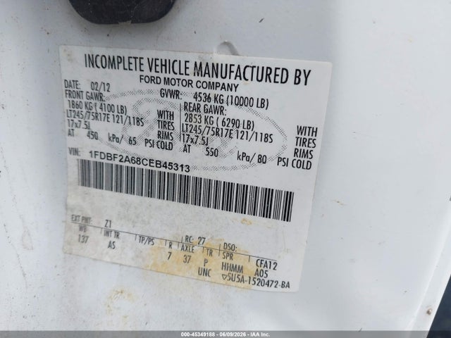 2012 Ford F-250 Xl მანქანა იყიდება აუქციონზე, vin: 1FDBF2A68CEB45313, აუქციონის ნომერი: 45349188