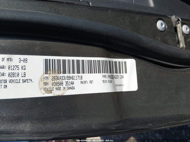 Продажа на аукционе авто 2009 Dodge Charger Sxt, vin: 2B3KA33V99H611718, номер лота: 45349202