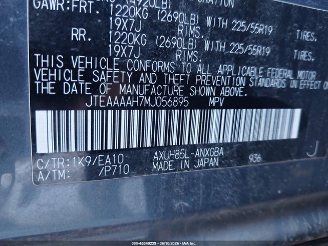 Toyota Venza Xle 2021 JTEAAAAH7MJ056895 Image 9