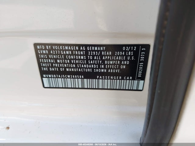 Продаж на аукціоні авто 2012 Volkswagen Golf 2.5l 4-door, vin: WVWDB7AJ5CW268586, номер лоту: 45349268