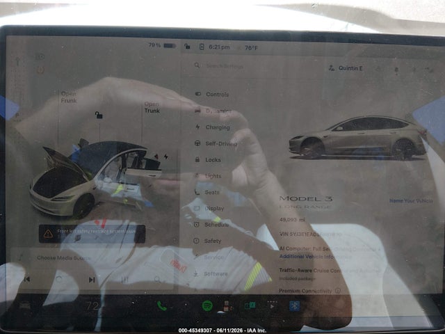 45349307 :رقم المزاد ، 5YJ3E1EA0SF887870 vin ، 2025 Tesla Model 3 Long Range Rear-wheel Drive/standard Rear-wheel Drive مزاد بيع