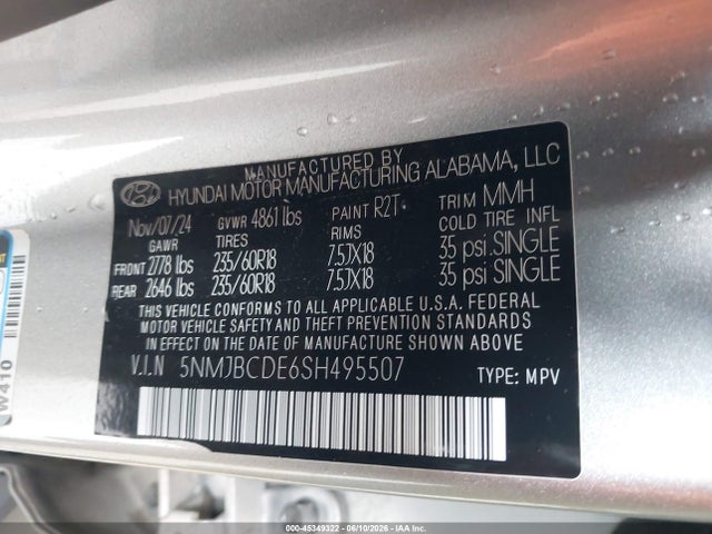 5NMJBCDE6SH495507 Hyundai TUCSON SEL