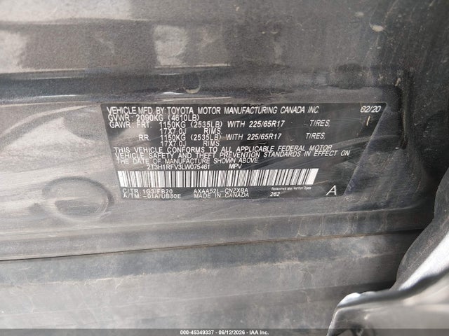 Aukcja sprzedaży 2020 Toyota Rav4 Le, vin: 2T3H1RFV3LW075461, numer aukcji: 45349337