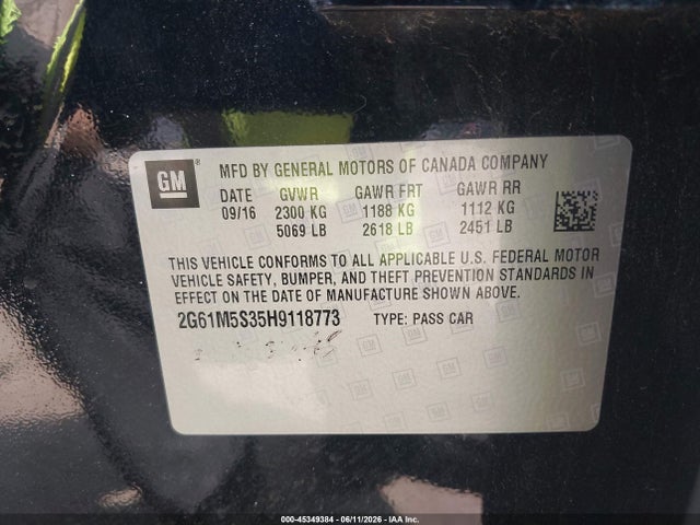 Aukcja sprzedaży 2017 Cadillac Xts Luxury, vin: 2G61M5S35H9118773, numer aukcji: 45349384