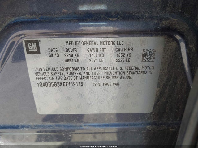 Продажа на аукционе авто 2014 Buick Lacrosse Leather Group, vin: 1G4GB5G3XEF119115, номер лота: 45349397