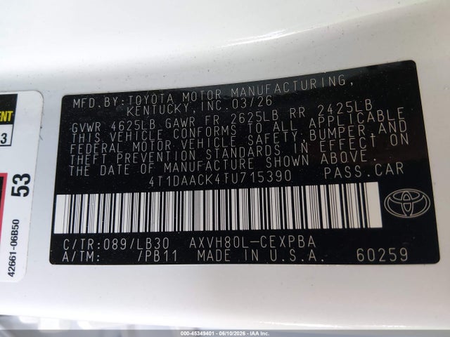 Toyota CAMRY XSE 2026 4T1DAACK4TU715390 Image 9