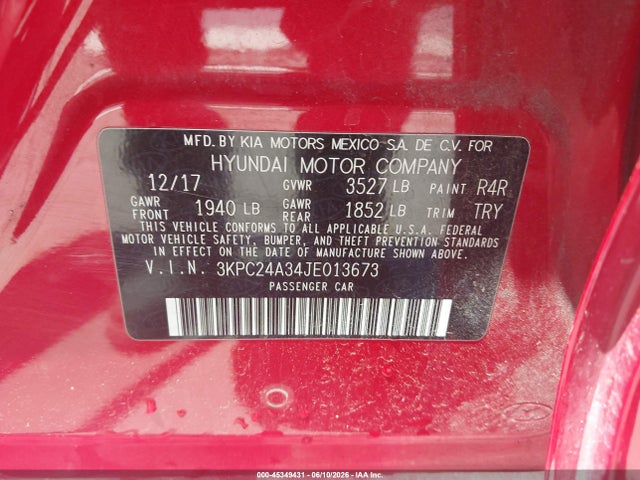 Hyundai ACCENT SE 2018 3KPC24A34JE013673 Image 9