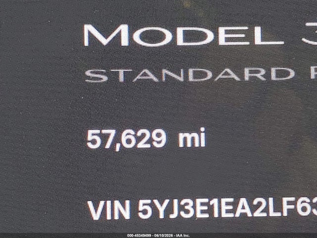 45349499 :رقم المزاد ، 5YJ3E1EA2LF632820 vin ، 2020 Tesla Model 3 Standard Range Plus Rear-wheel Drive/standard Range Rear-wheel Drive مزاد بيع