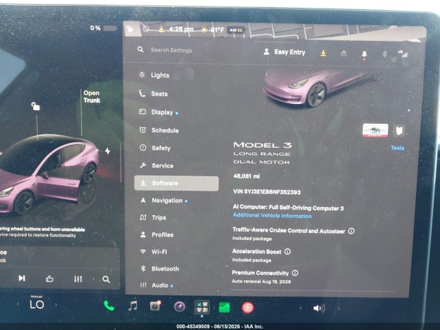 2022 Tesla Model 3 Long Range Dual Motor All-wheel Drive მანქანა იყიდება აუქციონზე, vin: 5YJ3E1EB6NF352393, აუქციონის ნომერი: 45349509