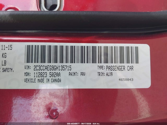 Продажа на аукционе авто 2016 Chrysler 300c, vin: 2C3CCAEG9GH135715, номер лота: 45349577