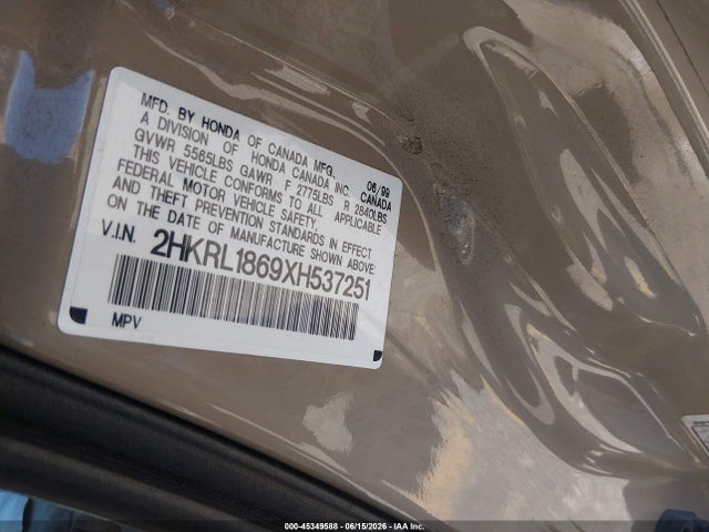 Aukcja sprzedaży 1999 Honda Odyssey Ex, vin: 2HKRL1869XH537251, numer aukcji: 45349588