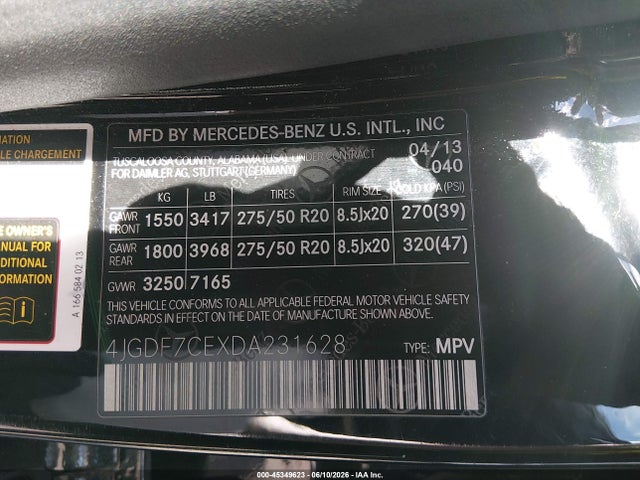 Aukcja sprzedaży 2013 Mercedes-benz Gl 450 4matic, vin: 4JGDF7CEXDA231628, numer aukcji: 45349623