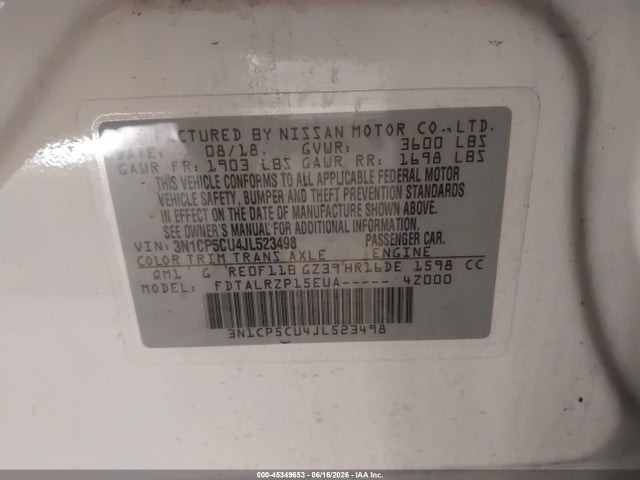 Nissan KICKS S 2018 3N1CP5CU4JL523498 Image 9