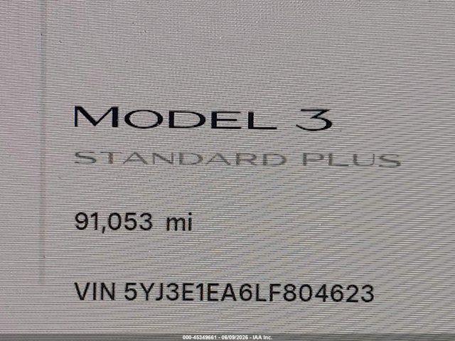 2020 Tesla Model 3 Standard Range Plus Rear-wheel Drive/standard Range Rear-wheel Drive მანქანა იყიდება აუქციონზე, vin: 5YJ3E1EA6LF804623, აუქციონის ნომერი: 45349661