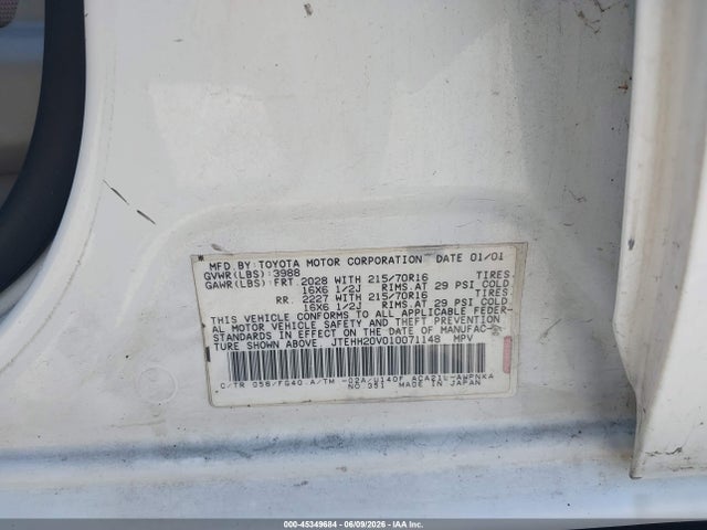 Aukcja sprzedaży 2001 Toyota Rav4, vin: JTEHH20V010071148, numer aukcji: 45349684