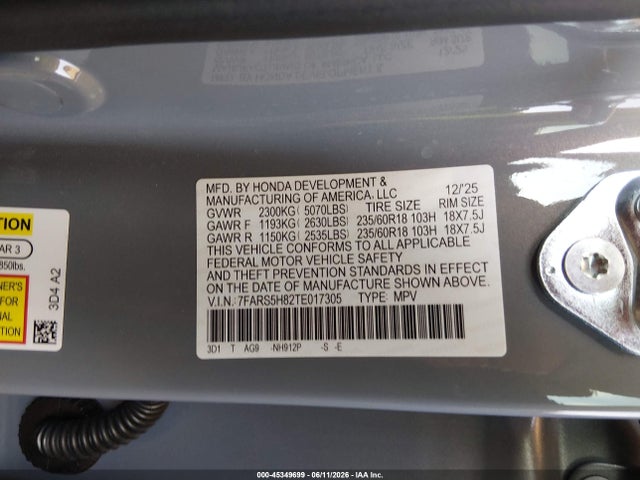 7FARS5H82TE017305 Honda Cr-v Hybrid 2wd Sport-l