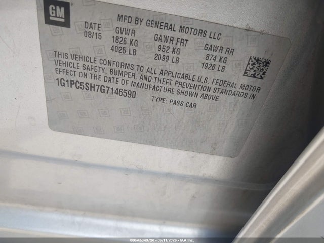 1G1PC5SH7G7146590 Chevrolet Cruze Limited Ls Auto