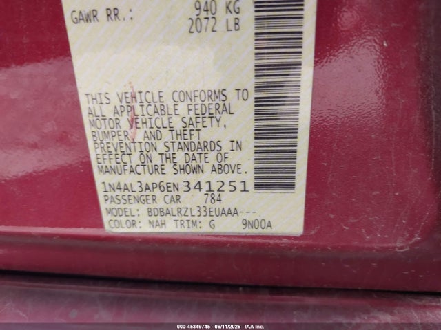 1N4AL3AP6EN341251 Nissan Altima 2.5 S