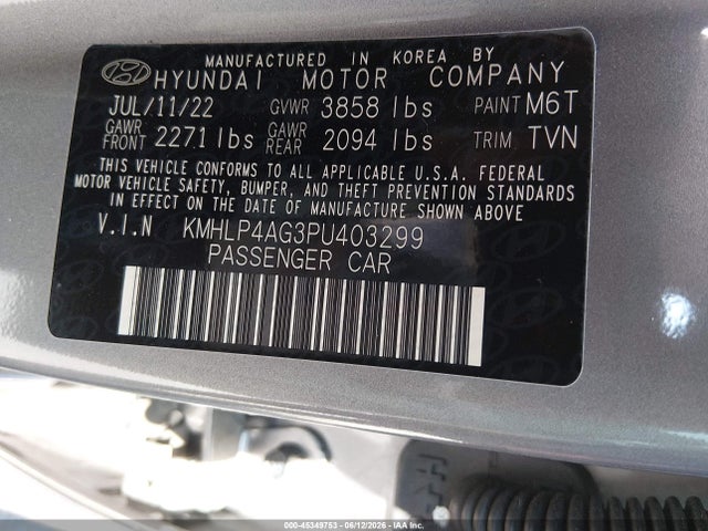 Hyundai Elantra Limited 2023 KMHLP4AG3PU403299 Image 9