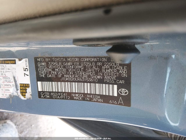 2006 Toyota Prius მანქანა იყიდება აუქციონზე, vin: JTDKB20UX63153610, აუქციონის ნომერი: 45349761