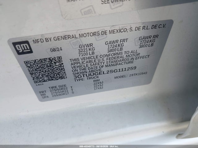 3GTUUGEL2SG111259 GMC Sierra 1500 4wd Short Box Denali