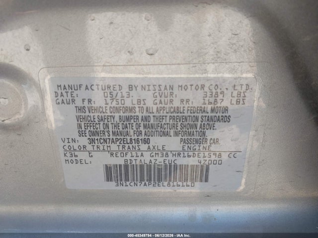 Nissan Versa 1.6 S+ 2014 3N1CN7AP2EL816160 Image 9