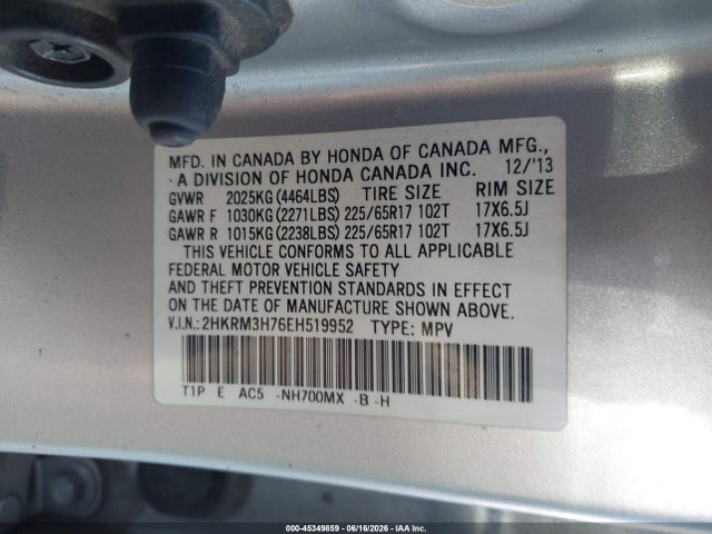 Honda Cr-v Ex-l 2014 2HKRM3H76EH519952 Image 9