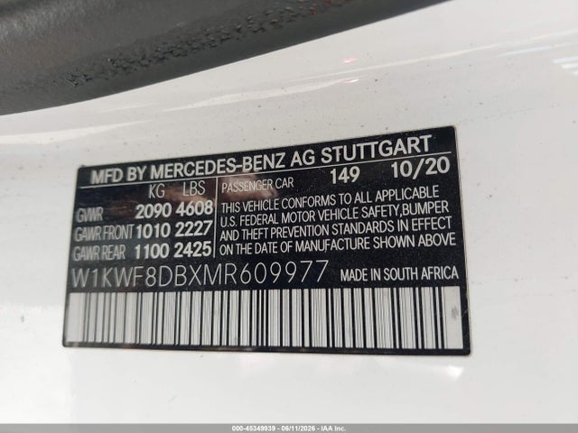 W1KWF8DBXMR609977 Mercedes-Benz C 300 Sedan