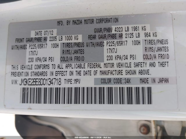 Aukcja sprzedaży 2013 Mazda Cx-5 Sport, vin: JM3KE2BE8D0134718, numer aukcji: 45349956