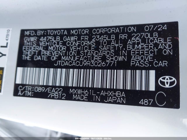 JTDACACU9R3026771 Toyota Prius Prime Xse Premium