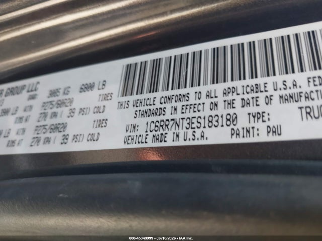 45349999 :رقم المزاد ، 1C6RR7NT3ES183180 vin ، 2014 Ram 1500 Laramie مزاد بيع