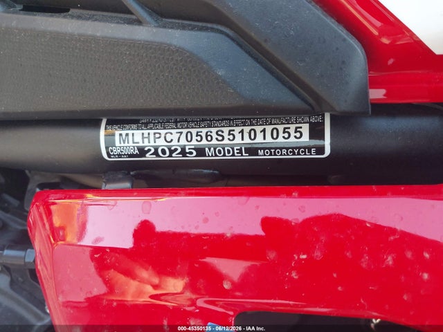 Продажа на аукционе авто 2025 Honda Cbr500 Ra, vin: MLHPC7056S5101055, номер лота: 45350135