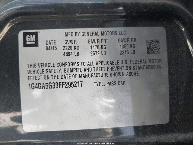 Buick Lacrosse 2015 1G4GA5G33FF295217 Image 9