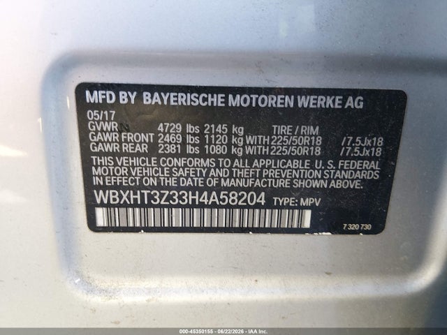 Продаж на аукціоні авто 2017 Bmw X1 Xdrive28i, vin: WBXHT3Z33H4A58204, номер лоту: 45350155
