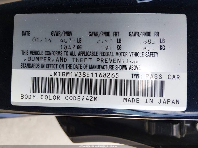Aukcja sprzedaży 2014 Mazda Mazda3 S Touring, vin: JM1BM1V38E1168265, numer aukcji: 45350186
