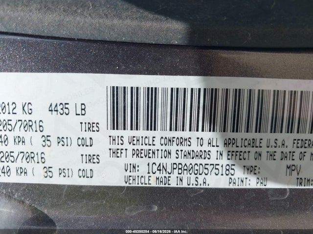 Aukcja sprzedaży 2016 Jeep Patriot Sport, vin: 1C4NJPBA0GD575185, numer aukcji: 45350284