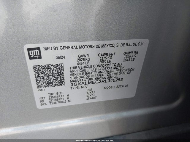 Aukcja sprzedaży 2024 Gmc Terrain Fwd Sle, vin: 3GKALMEG2RL345253, numer aukcji: 45350305