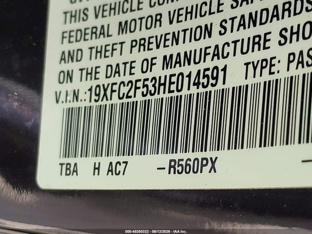 19XFC2F53HE014591 Honda Civic Lx