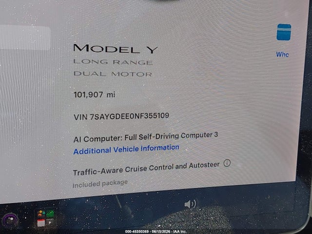 Продаж на аукціоні авто 2022 Tesla Model Y Long Range Dual Motor All-wheel Drive, vin: 7SAYGDEE0NF355109, номер лоту: 45350369
