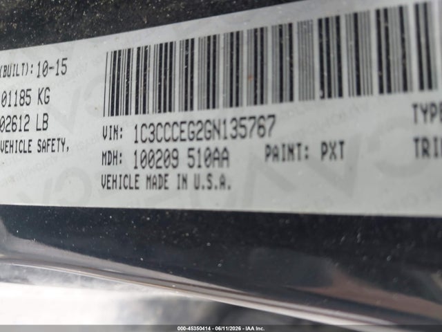 45350414 :رقم المزاد ، 1C3CCCEG2GN135767 vin ، 2016 Chrysler 200 C مزاد بيع