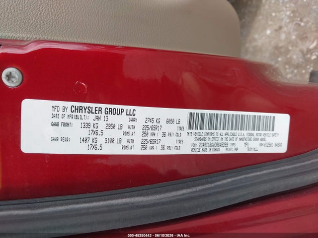 45350442 :رقم المزاد ، 2C4RC1BG0DR645399 vin ، 2013 Chrysler Town & Country Touring مزاد بيع