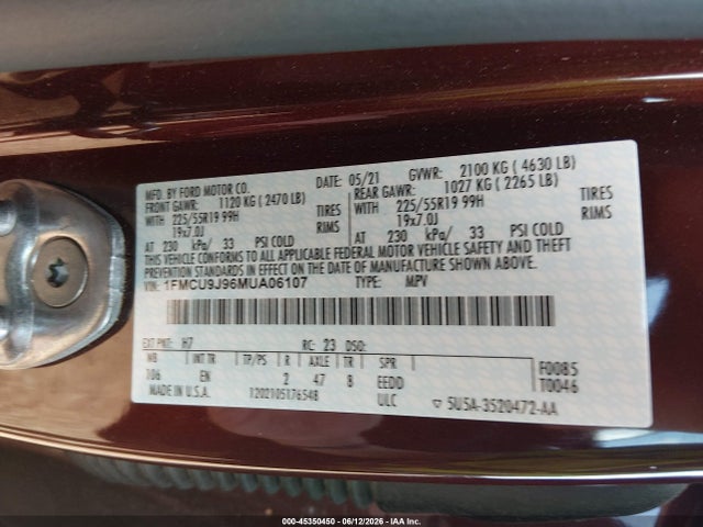 Ford Escape Titanium 2021 1FMCU9J96MUA06107 Image 9